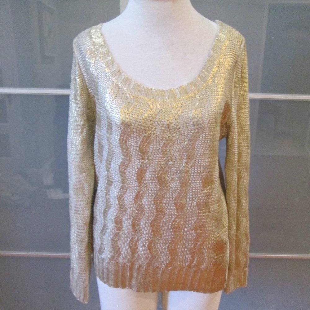 Gracia Painted Long Sleeve Scoop Neck Sweater